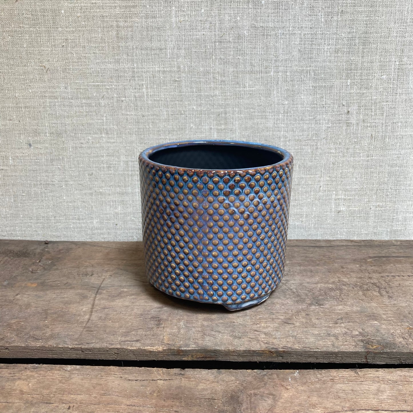 Ceramic Pot - Blue Wash Dots