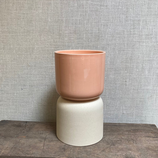 Ceramic Pot - Peach/Beige Topsy Turvy