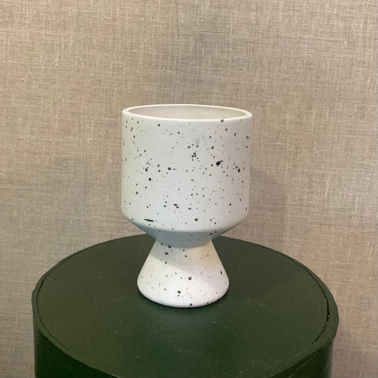 Ceramic Pot - White Speckled Pillar