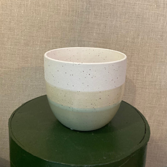 Ceramic Pot - Green Pastel Tricolour