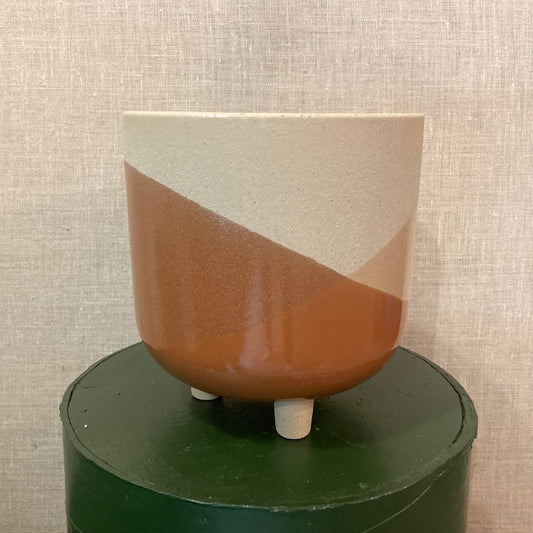 Ceramic Pot - Brown Orange Sand Tricolour