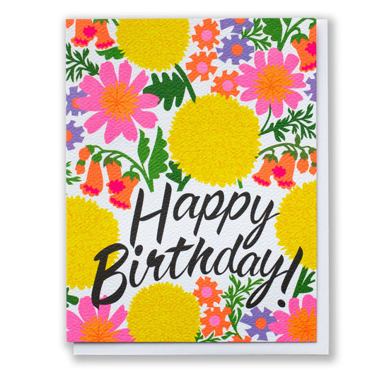 Card: Happy birthday - Jazzy Flowers