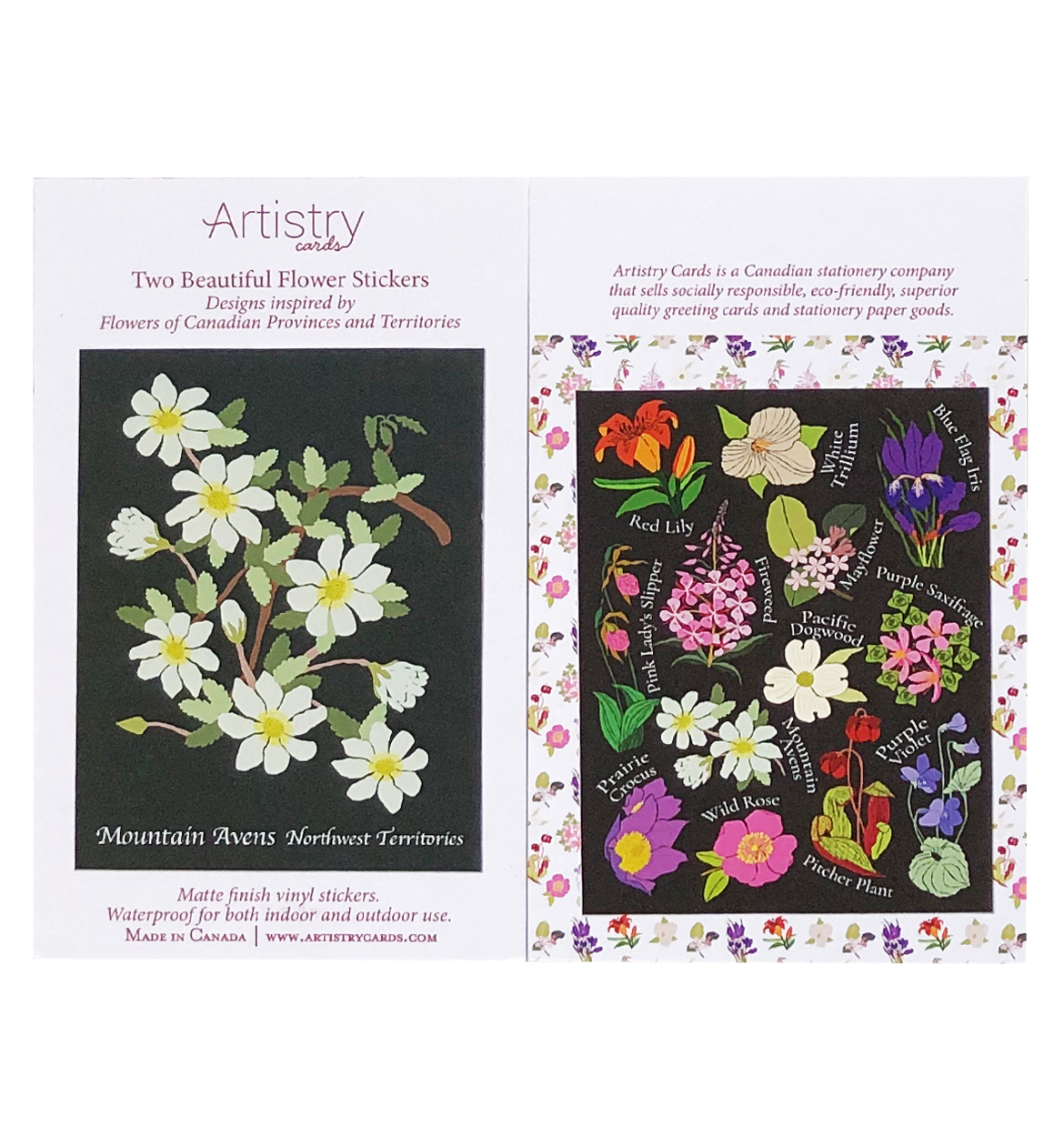 Flowers of Canada + Priovince/Territory Vinyl Stickers (2-Pack)