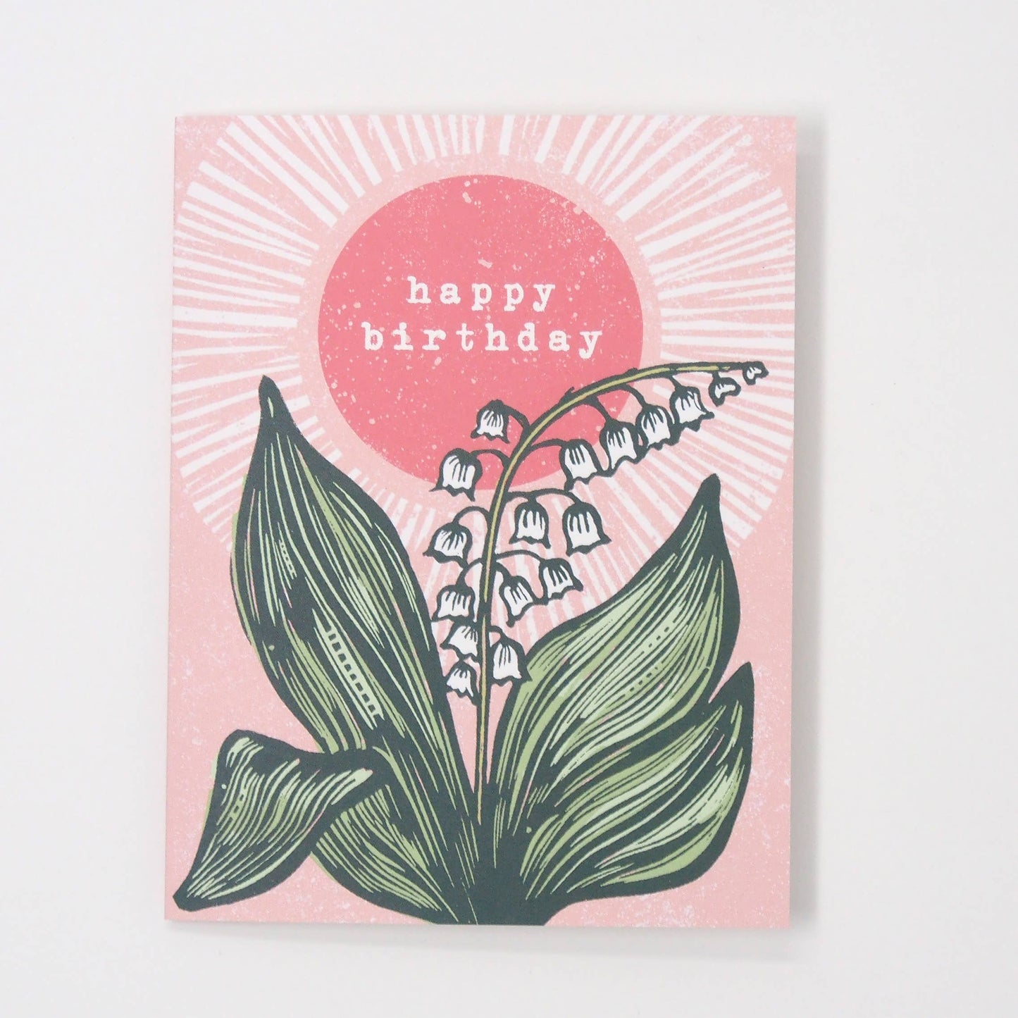 Card - Birthday - Linocut - Lily of the Valley