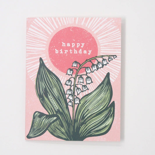 Card - Birthday - Linocut - Lily of the Valley