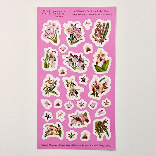 Vintage Orchid Vinyl KissCut Stickers – Botanical Flowers