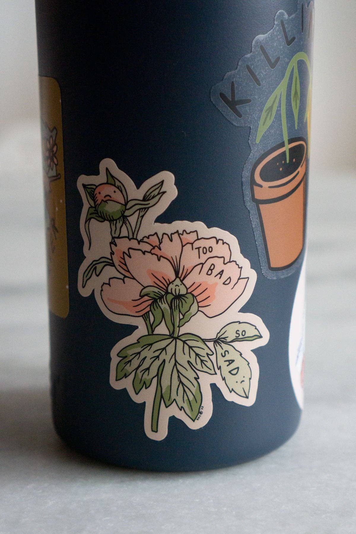 Too Bad (Peonies) Sticker | Waterproof Vinyl Sticker