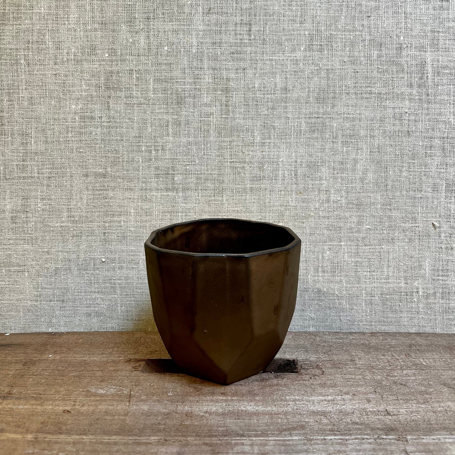 Ceramic Pot - Bronze Faceted 4-4.5"