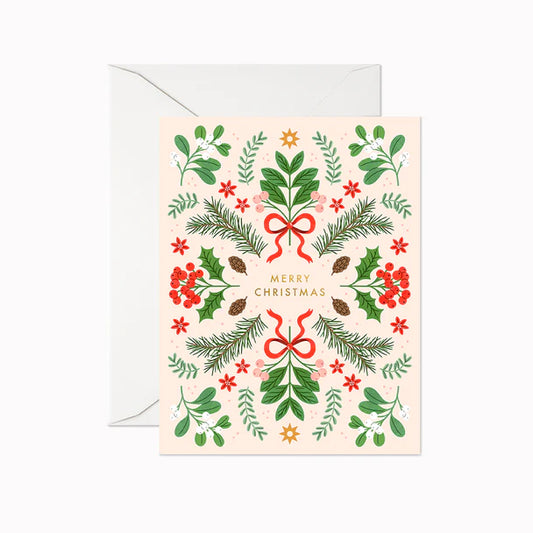 Card: Holiday - Merry Christmas Blush with Berries
