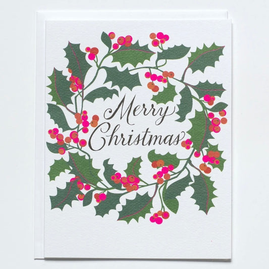 Card: Holiday - Holly Wreath