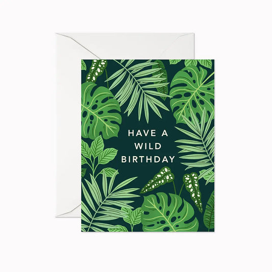 Card: Happy Birthday - Wild Tropical Leaves