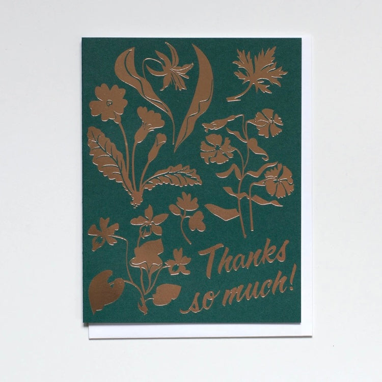 Card: Thank You - Wildflowers gold