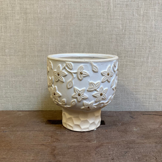 Ceramic Pot - White Flower