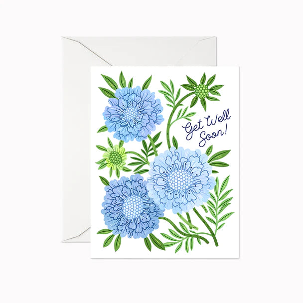 Card: Get Well Soon - Blue Flower
