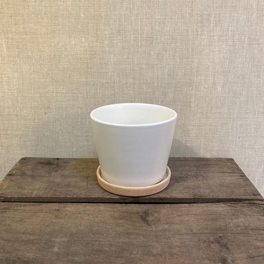 Ceramic Pot - White with Saucer