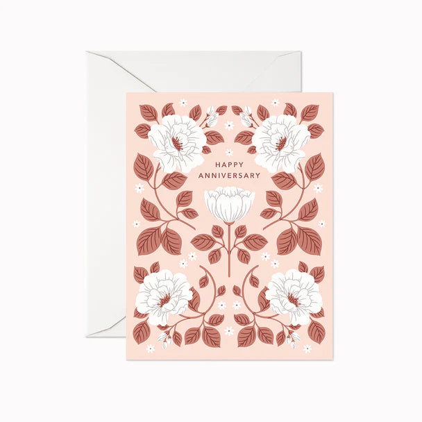 Card: Happy Anniversary - Blush with White