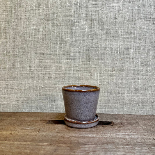 Ceramic Pot - Purple with Saucer