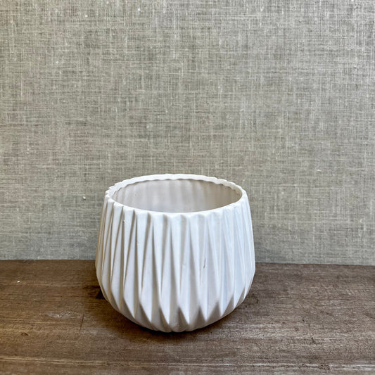 Ceramic Pot - White Origami