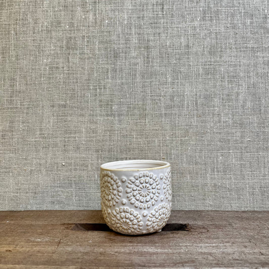 Ceramic Pot - White Glazed Rosette