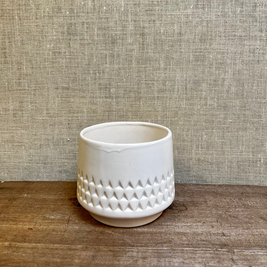 Ceramic Pot - White Triangles