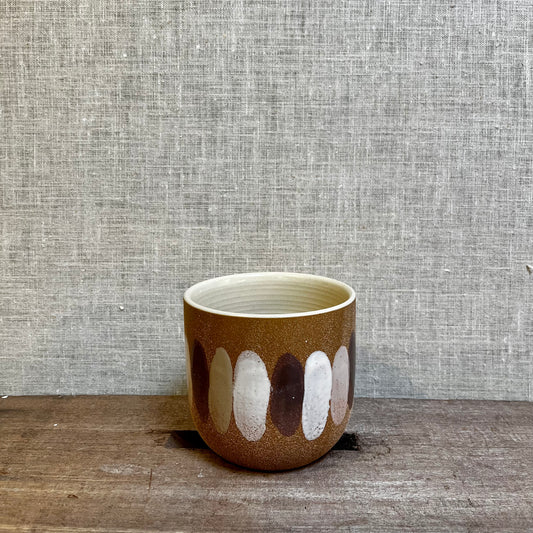 Ceramic Pot - Beige with brushstrokes
