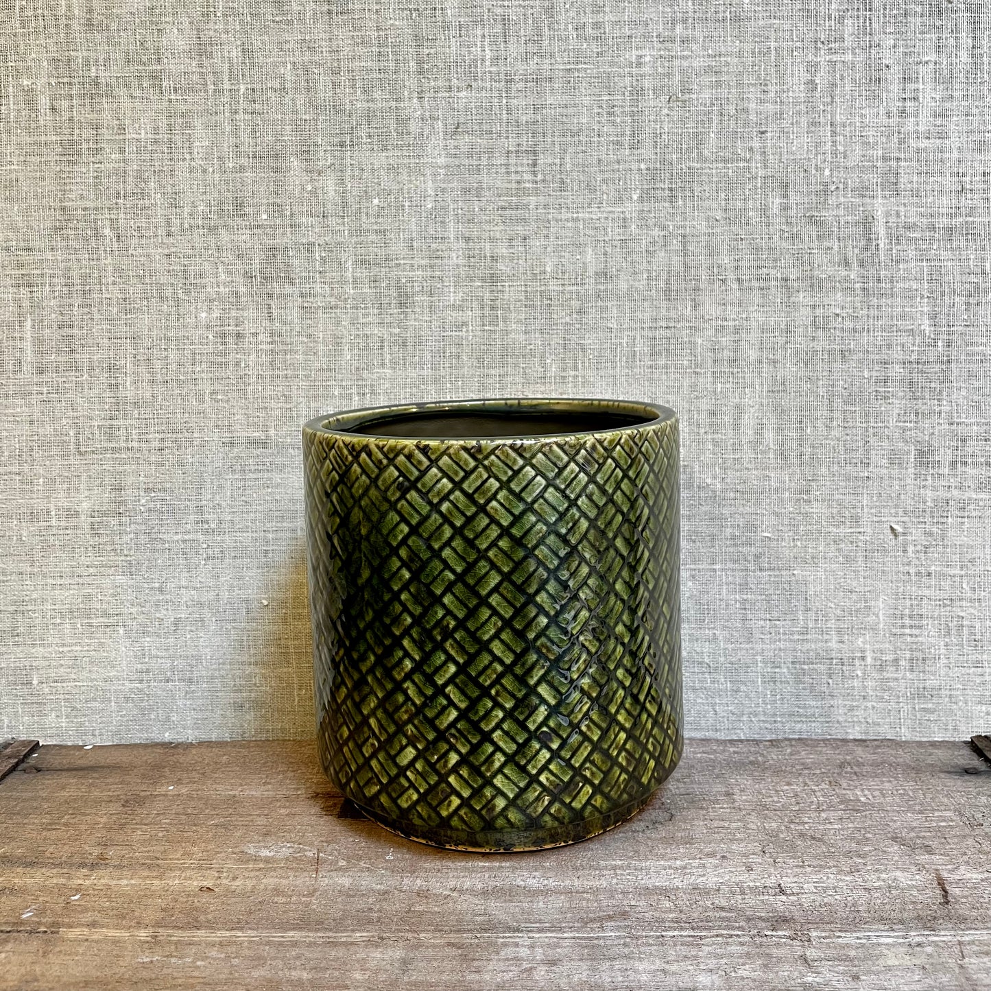 Ceramic Pot - Green Basket Glaze