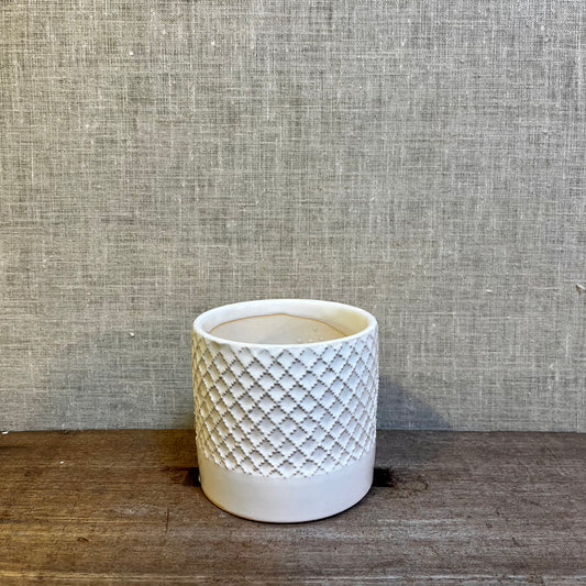 Ceramic Pot - White Waffle Glaze