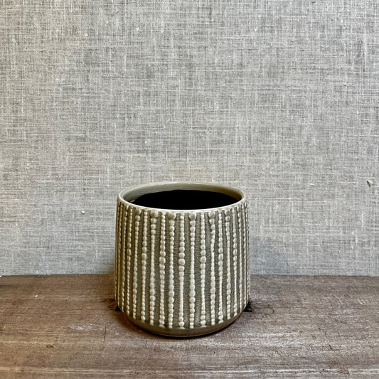 Ceramic Pot - Grey/Green Lichen
