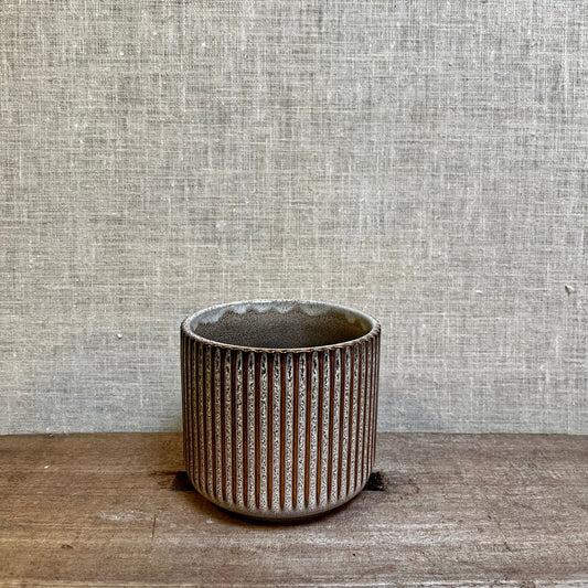Ceramic Pot - Brown Ridged pot