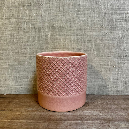 Ceramic Pot - Pink Waffle Glaze