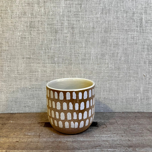 Ceramic Pot - Beige with white spots