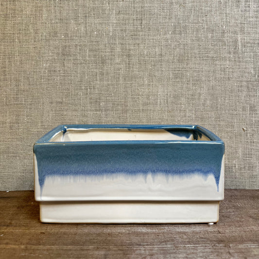 Ceramic Pot - White/Blue Fade