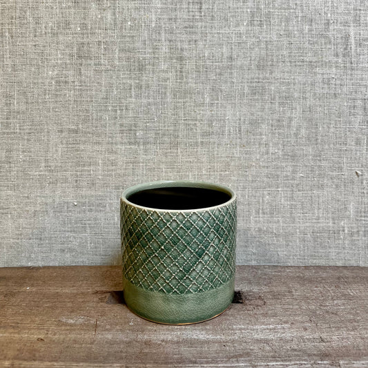 Ceramic Pot - Green Waffle Glaze