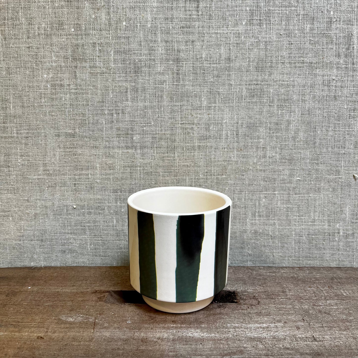 Ceramic Pot - Green Stripes