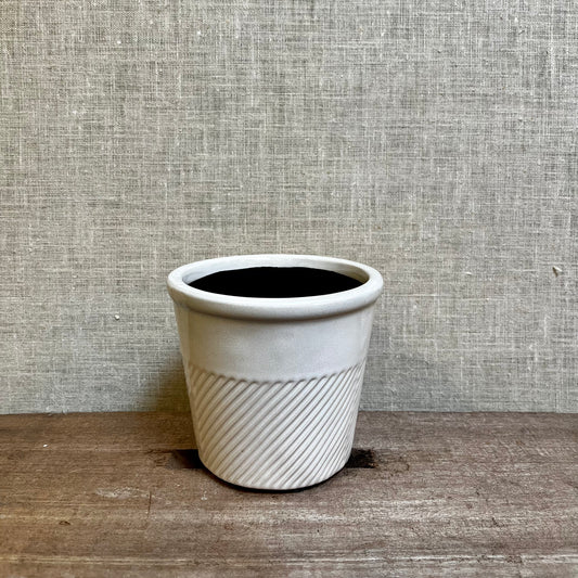 Ceramic Pot - White Diagonal
