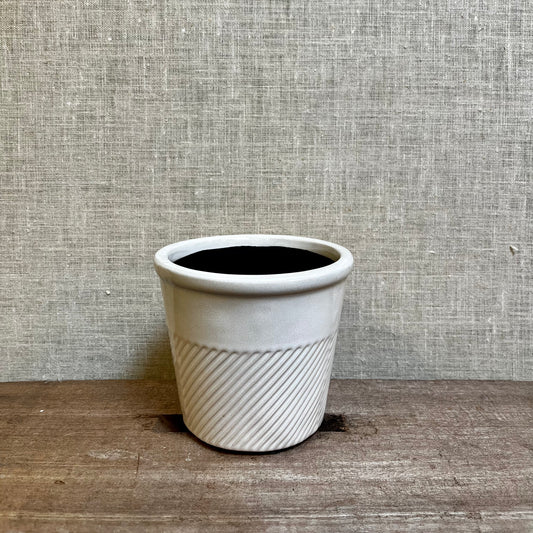 Ceramic Pot - White Diagonal