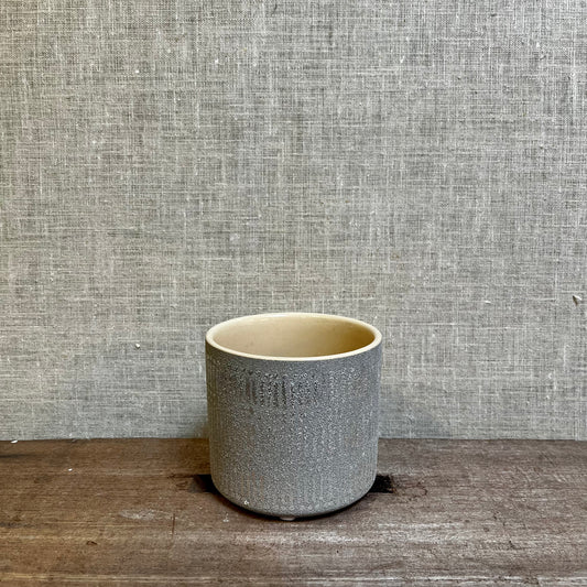 Ceramic Pot - Grey with Silver Lines