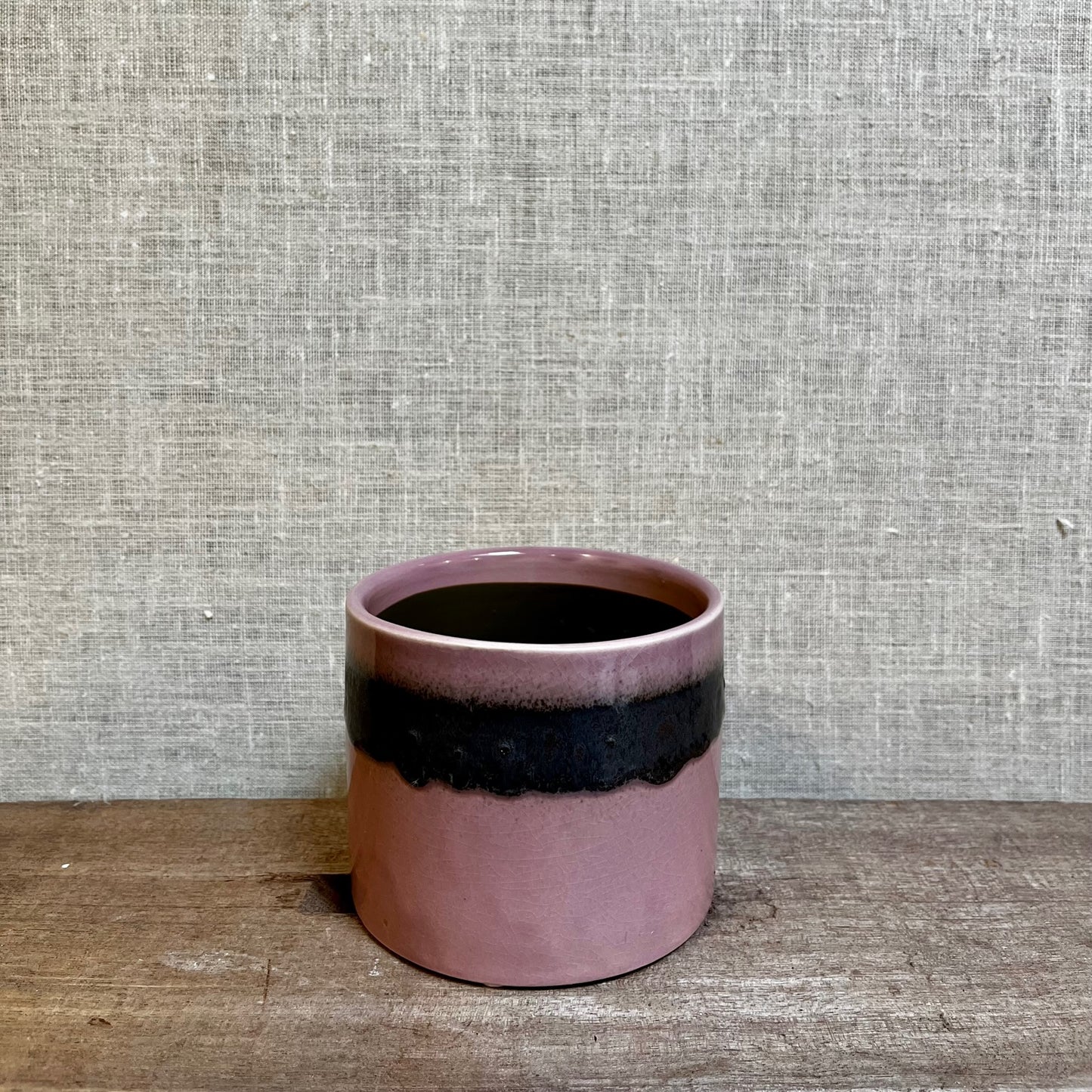Ceramic Pot - Pink/Mauve/Black Reactive Glaze