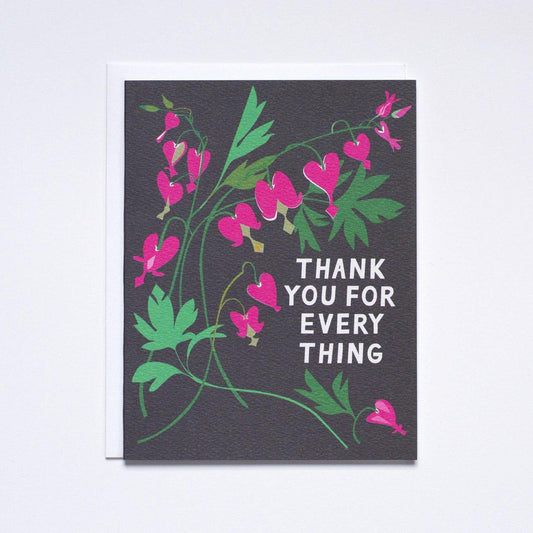 Card: Thank You - bleeding hearts